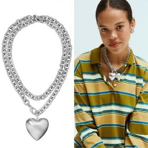 Roxanne Assoulin Silver Big Puff Heart Pendant Necklace